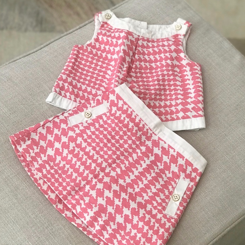 Janie and Jack Pink and White Houndstooth Set